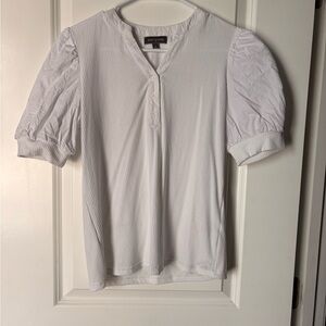 Elegant White Blouse with Puff Sleeves